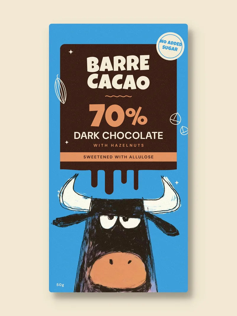 70% Dark Chocolate with Hazelnuts, front of the pack